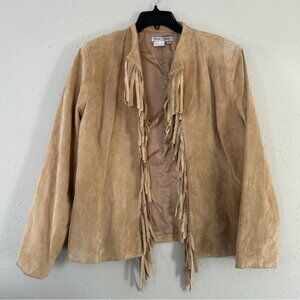 Nancy Bolen City Girl Vintage Tan Suede Fringe Jacket 1970s Bohemian Western 14